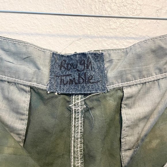 Rough & Tumble Army Green Blue Brown Custom Tie Dye Flat Front Shorts SZ 38 - Picture 4 of 7